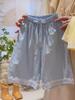 Girls' Korean Style Summer Wide-Leg Cotton Pants with Lace Trim