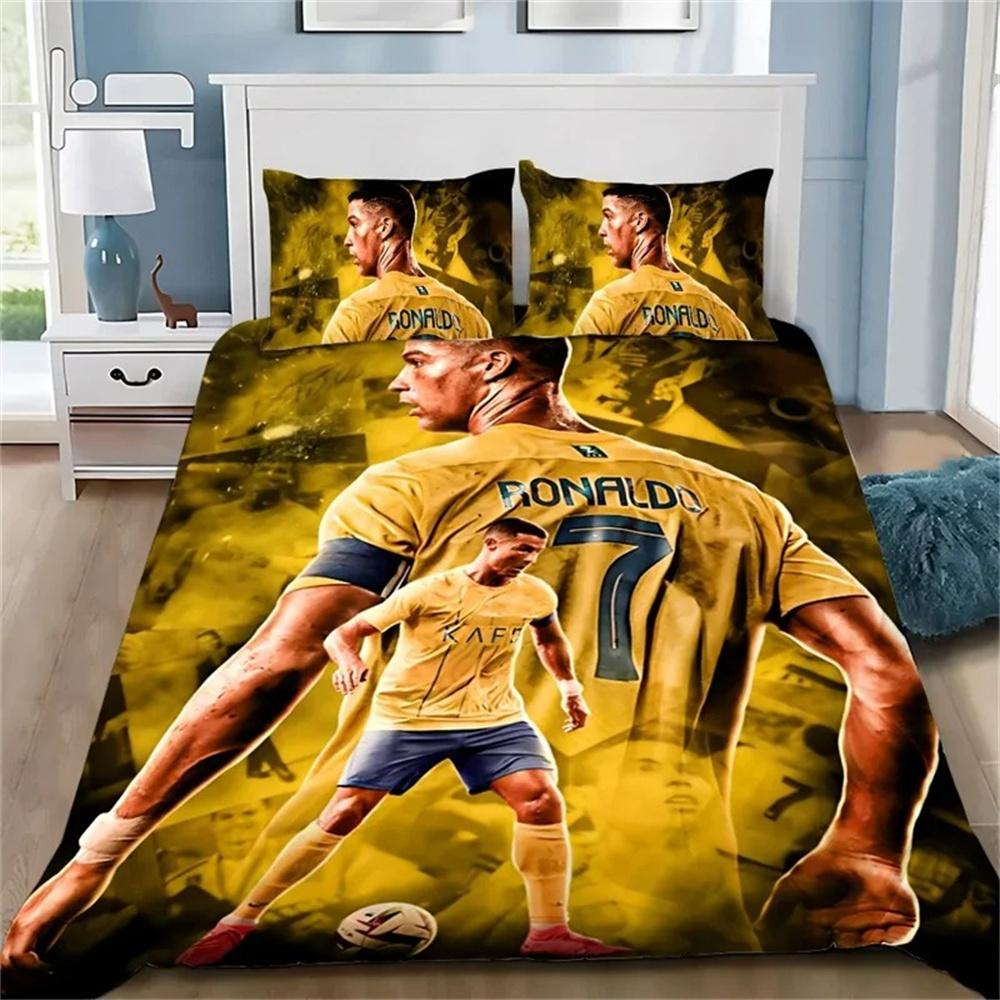 Copripiumino 3D Calcio CR7 Set Biancheria da Letto Morbido Copripiumino Con 1/2 Federe Per Bambini Adulti Copripiumino in Microfibra