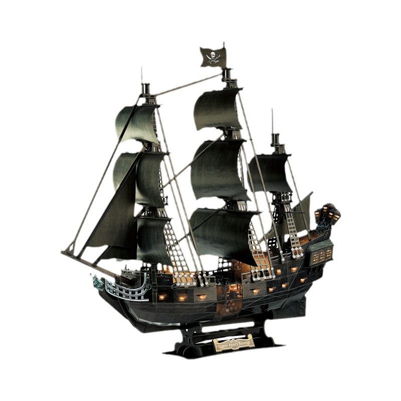 Lewo 3D Puzzle LED Black Pearl Pirate Ship - High Difficulty Stress Relief for Adults