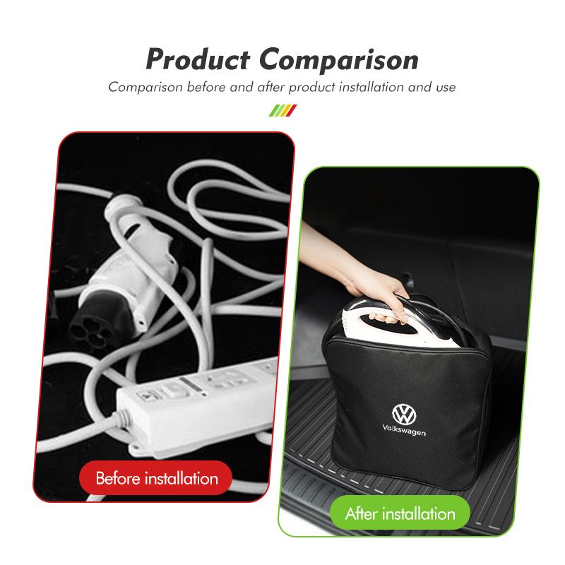 Car Charging Cable Organizer Rechargeable Gun Storage Bag For Volkswagen VW Scirocco Jetta Beetle Golf 4 5 6 Passat Polo B5 zj6