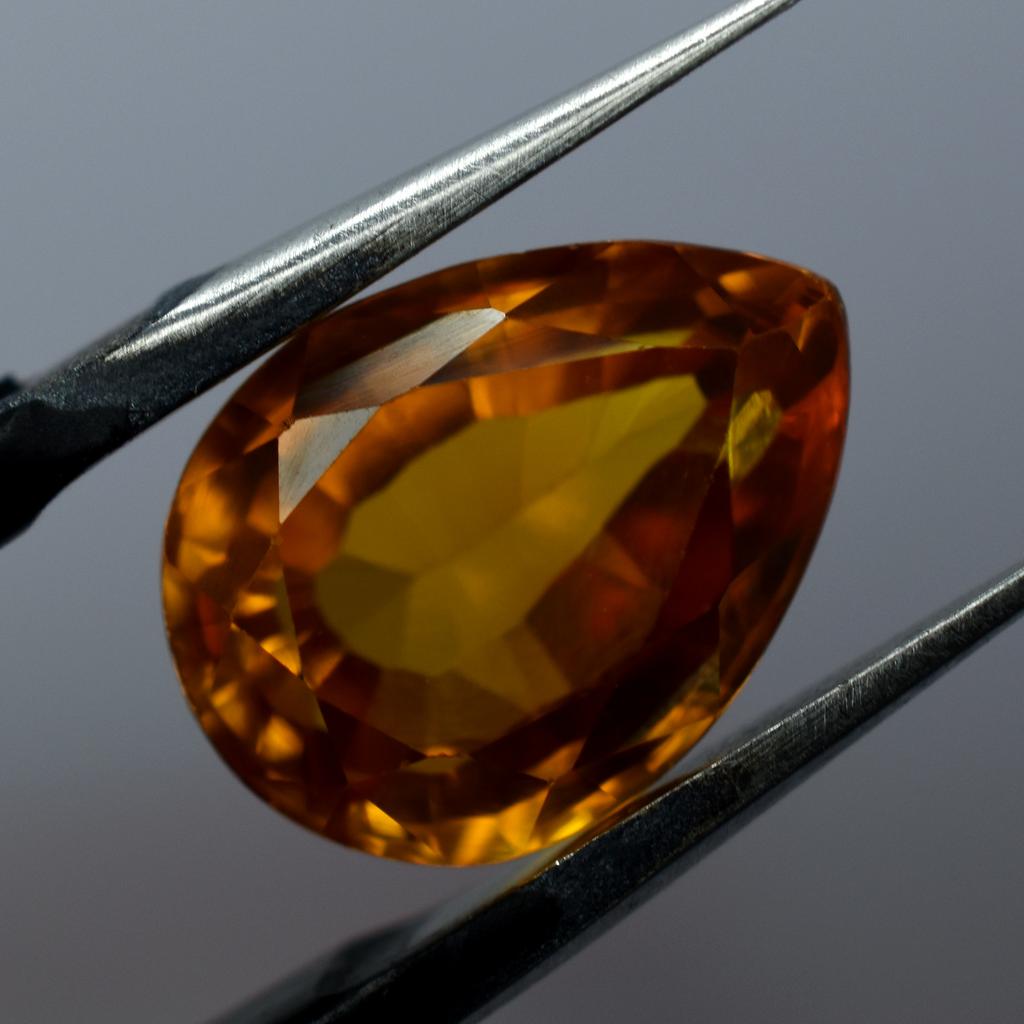 Excellent Natural Lite Orange SAPPHIRE Pear Cut 10.9 Ct Loose Gemstone CERTIFIED