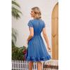Women's V-Neck Waist Belt Short Sleeve Dress Casual Summer Slimming A-Line Flowy Midi