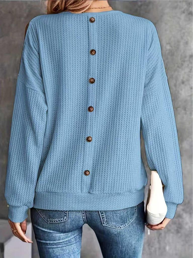 2025 Women's Autumn-Winter Off-the-Shoulder Back Button Long-Sleeve T-Shirt