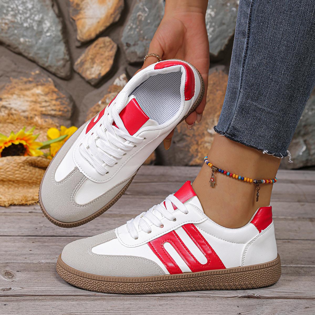 

Summer And Autumn Retro Versatile Thick-soled Women s Shoes, Lightweight Casual Sneakers 43 білий/червоний