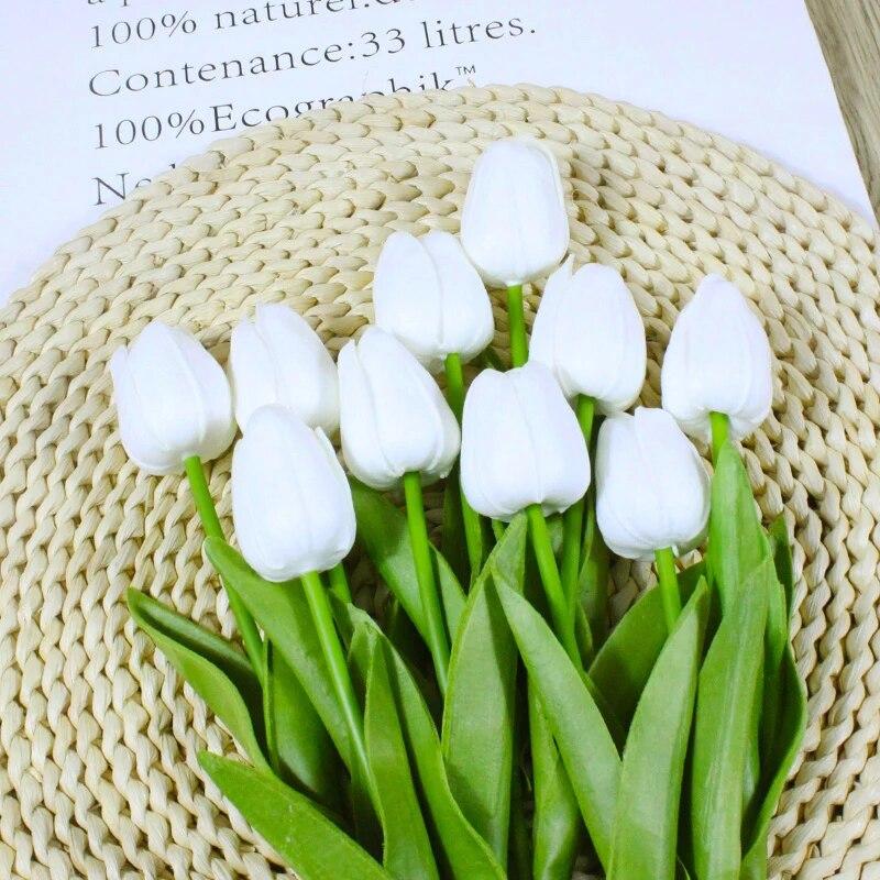 10PCS Tulips Flowers Artificial Tulip Bouquet PE Foam Fake Flower for Wedding Decoration Mother Day Gifts Home Garden Decor
