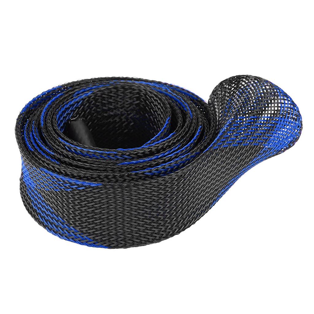 Protector de cubierta de poste de caña de pescar de fundición expandible de manga trenzada (Azul negro)