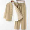 Chinese Traditional Tang Suit Kung Fu Uniform Retro Casual Cotton Linen Plus Size Tai Chi Clothing Set Man
