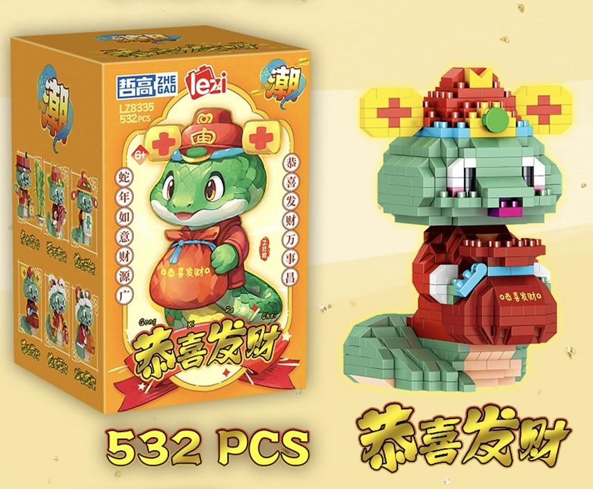 Magic Mini Blocks China New Year Snake Diy Building Bricks Toys Adult Gifts Festival Holiday Present Zhegao