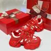 Daddy Schuhe Damenschuhe ins Tide 2025 klein 5CM Schaumstoff dicksohlige rote Sport- und Freizeitschuhe Retro trendige Marke