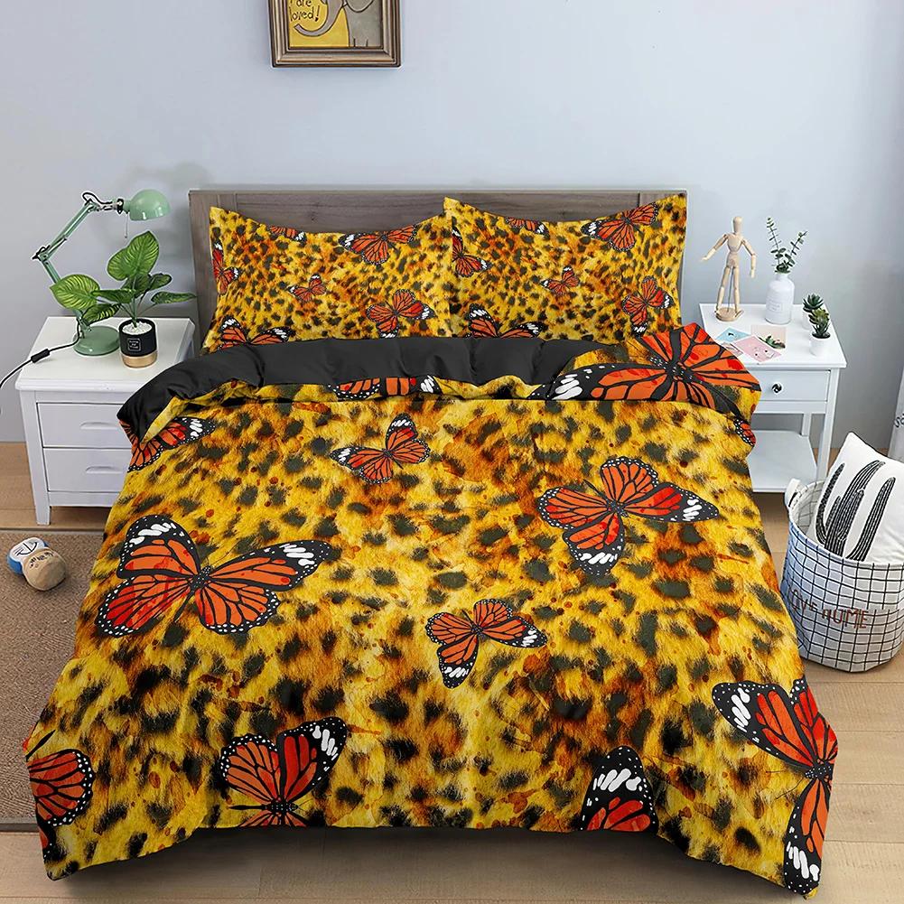 Leopard Pattern Duvet Cover Animals Print Cheetah For Kids Man And Woman Luxury Golden Wildlife Theme Decorations Bedroom Queen
