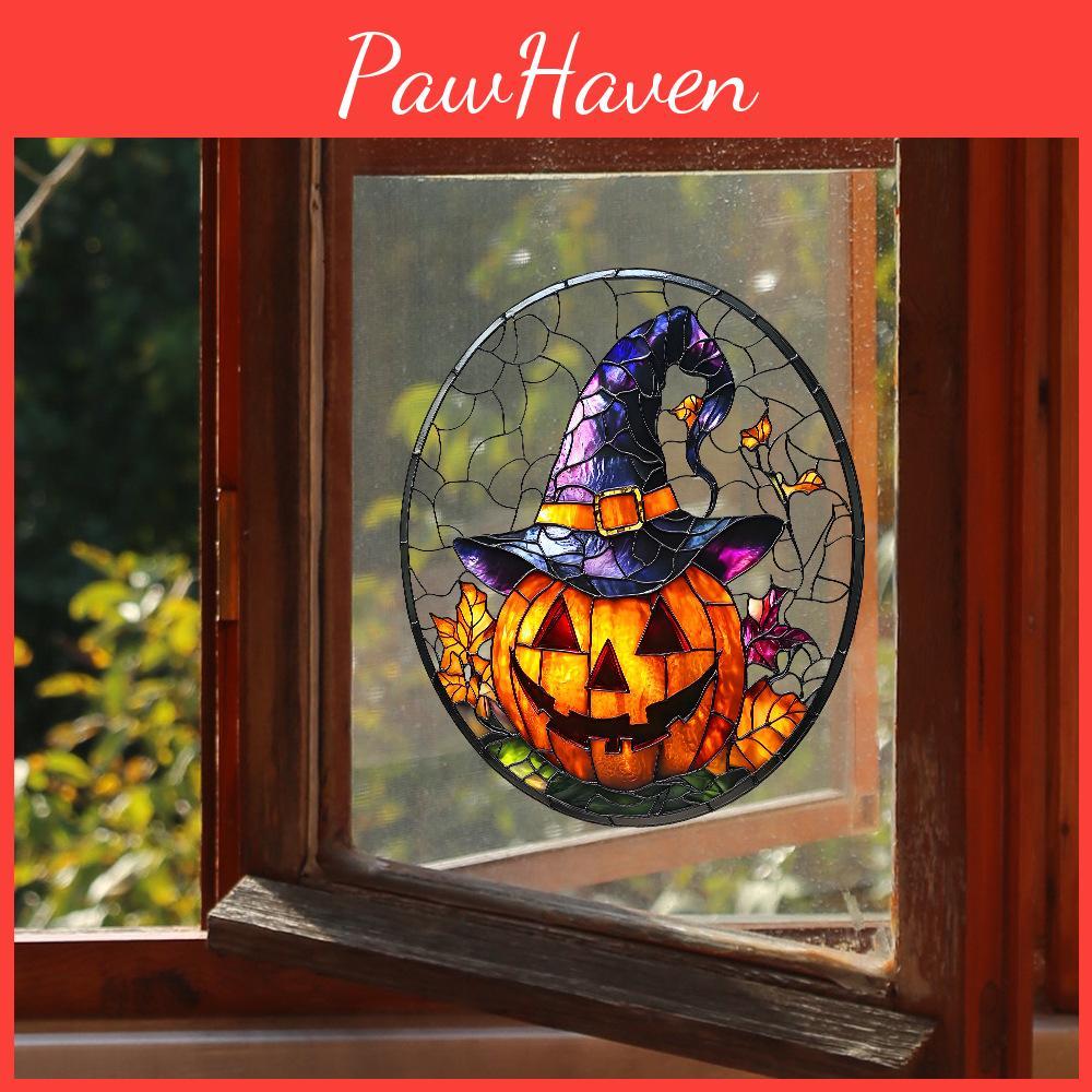Pumpkin Halloween Witch Hat Uv Static Glass Showcase Home Decor Stickers