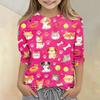 Kids Animal Print Crew Neck Three Quarter Sleeve Casual T Shirt Soft Fabric Comfortable Fit Lightweight Material Suitable for Everyday Wear