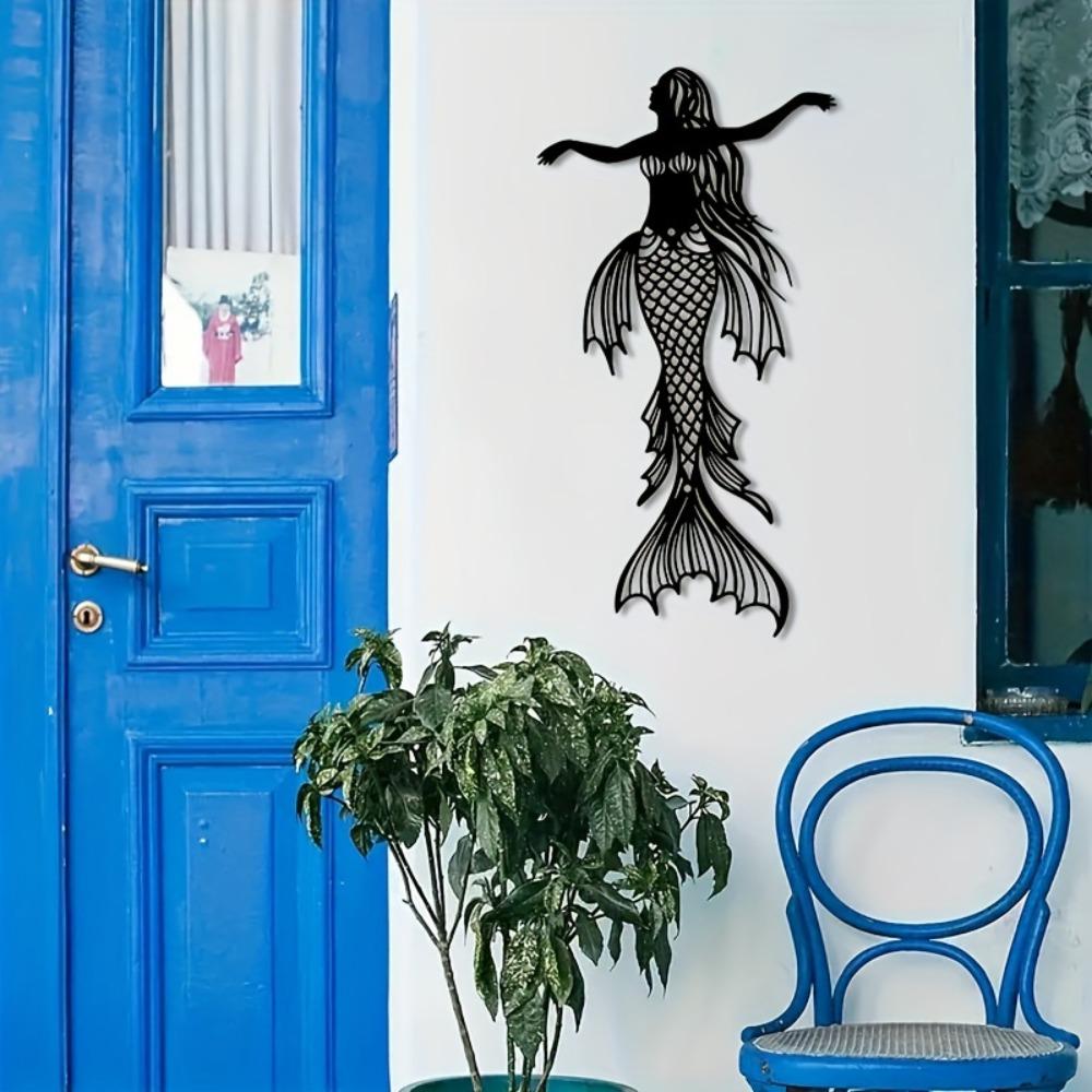 Wrought Iron Fish Wall Art Outdoor Garden Fence Decor Metal Animal Mural for Living Room Balcony Indoor Home Gift
