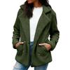 Ladies' Fashionable Lapel Long Sleeved Button With Pockets Plush Solid Color Jacket
