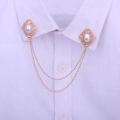 Retro European & American Style Detachable Pearl Chain Collar with Floral Pattern