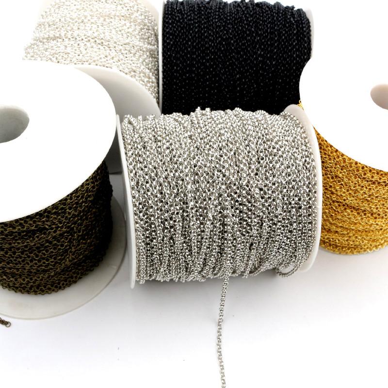 5 Meters/lot 2.0mm 2.5mm 5 Colors Plated O-ring Unwelded Iron Cable Chains Necklace DIY Jewelry Making Findings Accessories