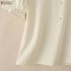 ZANZEA Women Casual V-Neck Solid Color Short Sleeve Blouse