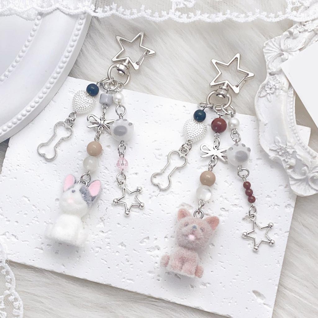 Urocza Pluszowa Koreańska Inspiracja Piesek Pasek do Telefonu Breloczek Akcesorium Idealne Dla Modnych Par i Miłośników Akcesoriów