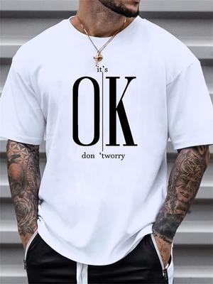 For Men Summer Loose and Suitable OK Printed Tshirt Tops with Cool Designs and Street Shortsleeved Tshirts