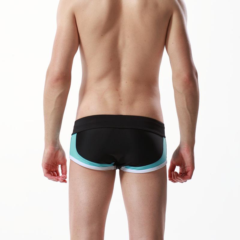 SEOBEAN Fashionable Men's Color Block Low Rise Swim Trunks