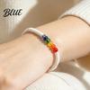 Lightweight Woven Wristband Rainbow Beads Bracelet for Men Women Handmade Bohemian Style Beaded Jewelry Braided String Bracelet Adjustable