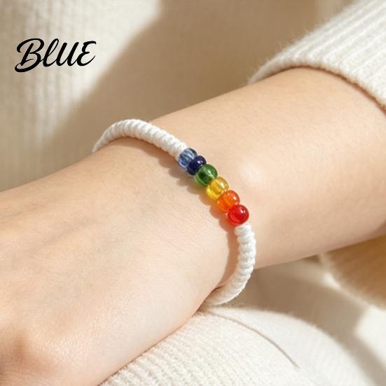 Lightweight Woven Wristband Rainbow Beads Bracelet for Men Women Handmade Bohemian Style Beaded Jewelry Braided String Bracelet Adjustable