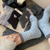 New Autumn Products, Dongdaemun Fengshuangluokou Embroidered Love Double-Needle Cotton Medium Tube Socks