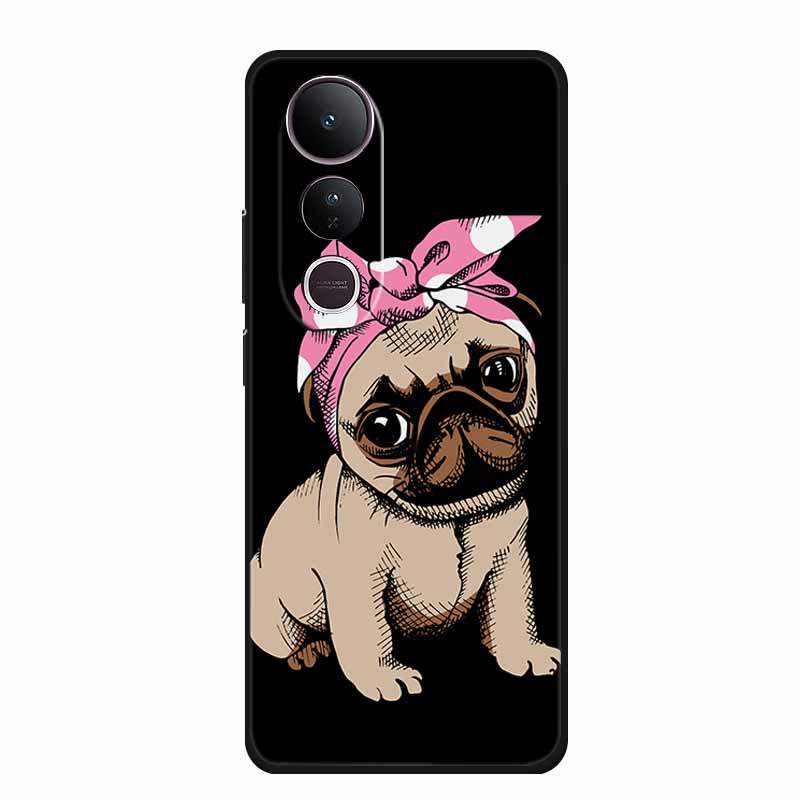 For Vivo V50 Lite Phone Case V 50 lite Coque Cute Cartoon Black Silicone Soft Back Cover For Vivo V50 Lite 5G 4G Case V50lite