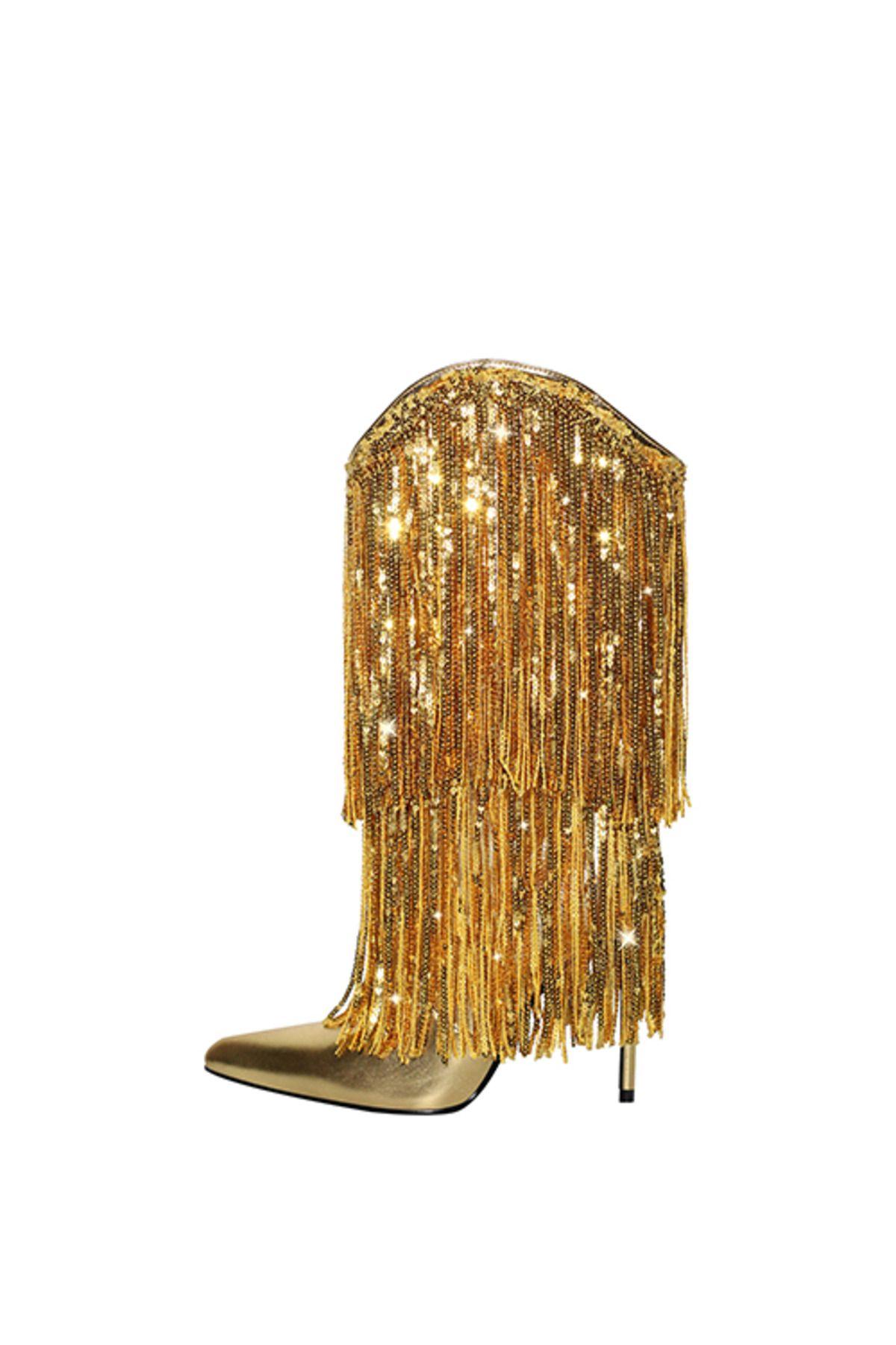 

Женские современные стильные модные ботинки Сапоги Qesu Boots Gold 36