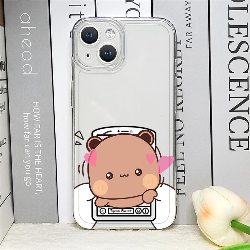 Funny Cartoon Bubududu Panda Couple Clear Phone Cases for iPhone 17 16 15 14 13 12 11 Pro Max XR 8 7 Plus 13 12 Mini Soft Cover