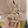 V-neck Sexy Sweater Thick Short High Waist Breasted Tight Cardigan Color Matching Classic Style Metal Buckle Outer Wear for Women