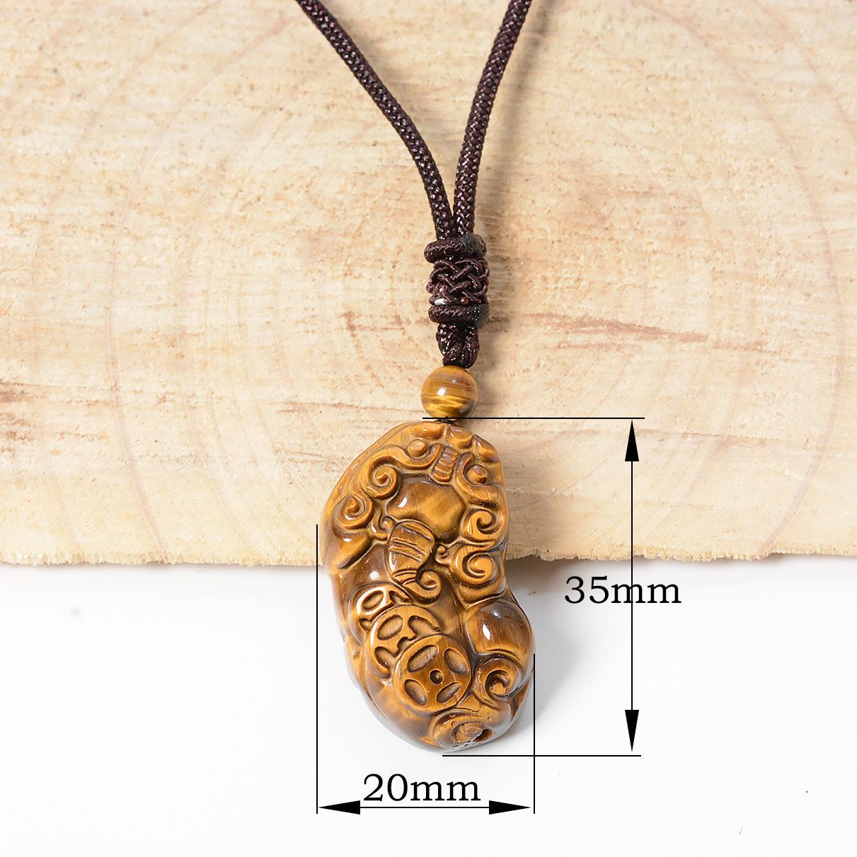 Подвеска Пикси из Золотого Тигрового Глаза - Унисекс Желтый Тигровый Глаз Аксессуар для Ожерелья