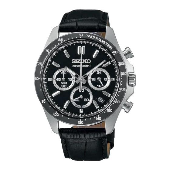 

[Seiko] Кварцевый хронограф Seiko 1/5 секунды Мужские SBTR021 Черная кожа [Внутренний подлинный продукт]