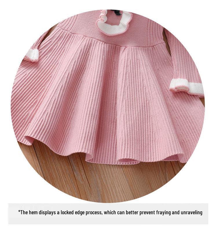 2025 Girls' Woolen Princess Dress – Autumn/Winter Long Sleeve Korean Style for Children