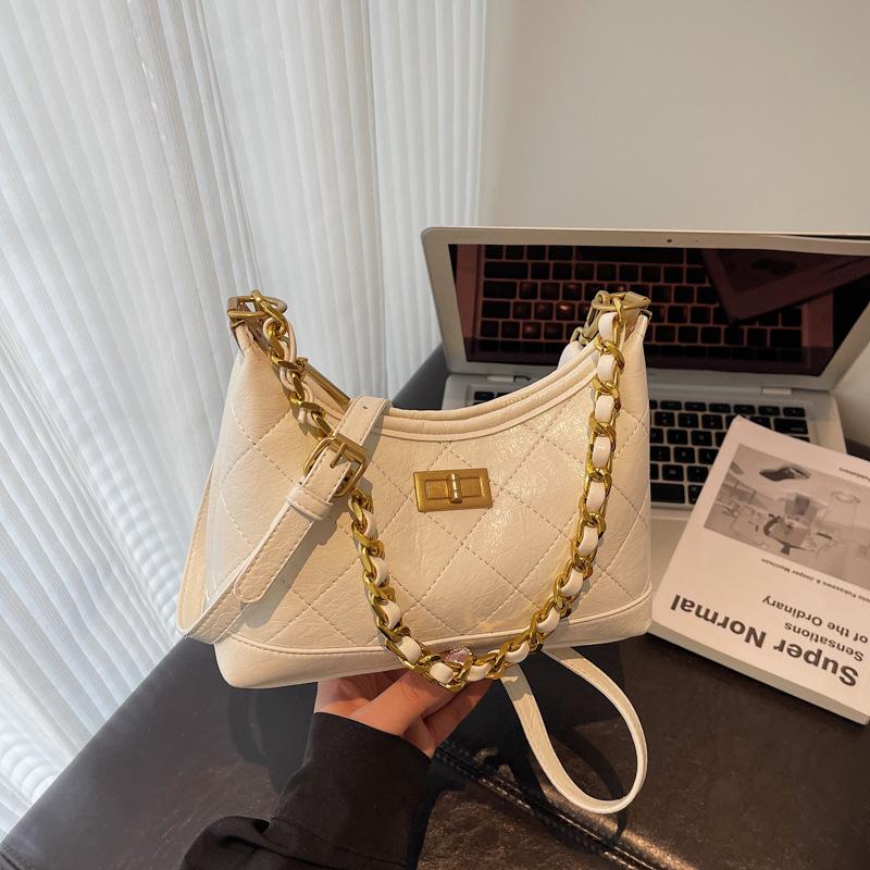 Bag Women's Commuter Crossbody Bag 2025 Autumn and Winter New Fashion Shoulder Bag Rhombus Retro Underarm Women's Bag