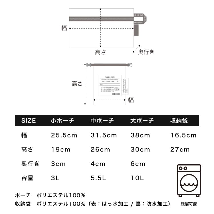 KiU Packable Pouch Set 2ND PACKABLE POUCH SET 2ND Mesh Pouch Travel Washable Laundry Storage Lightweight Clothing Underwear Gusset Storage Bag Unisex