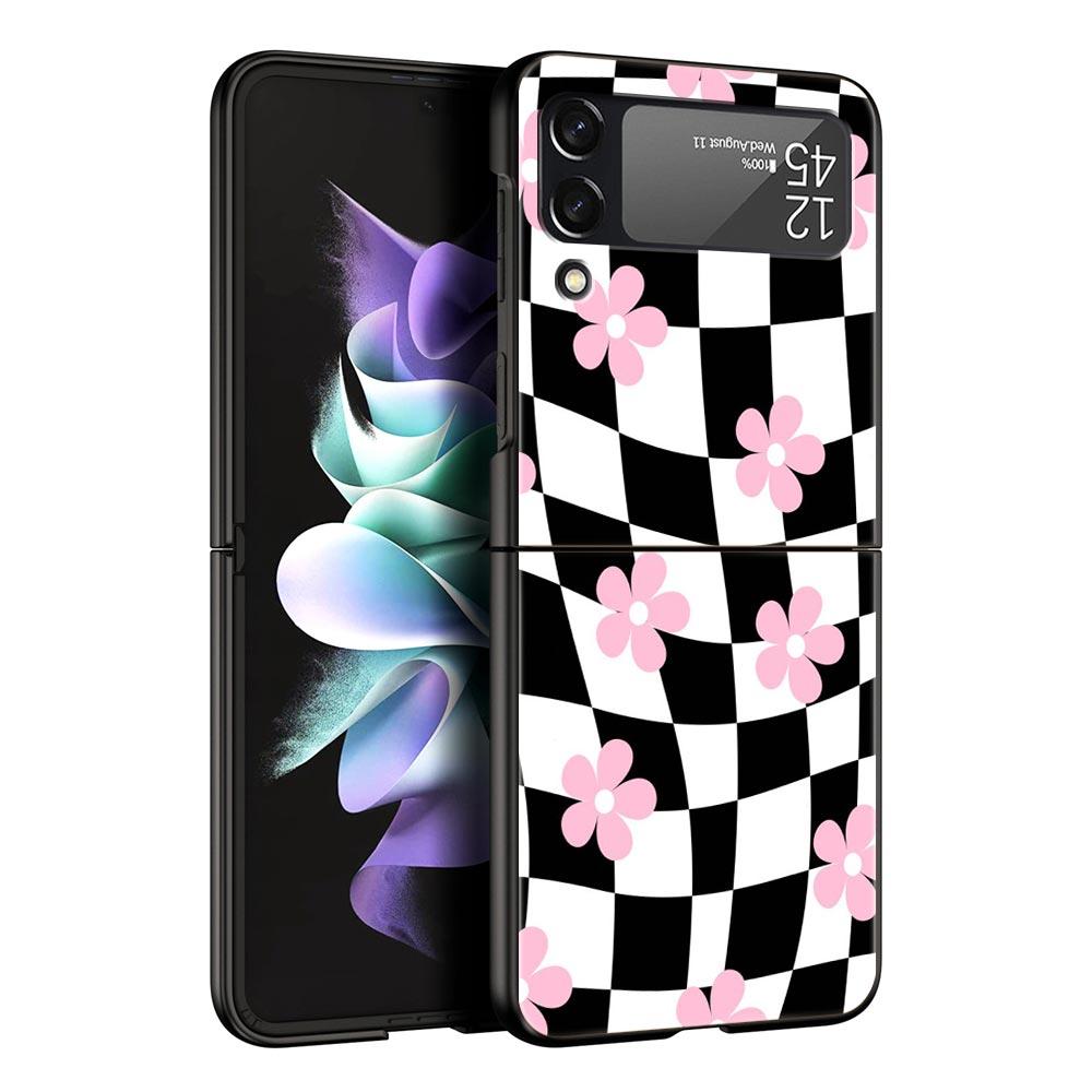 Schachbrett kariertes Schachbrett Hülle Für Samsung Galaxy Z Flip3 Flip4 Flip5 Hülle Schale Für Z Flip 3 4 5 6 7 Harte Faltabdeckung