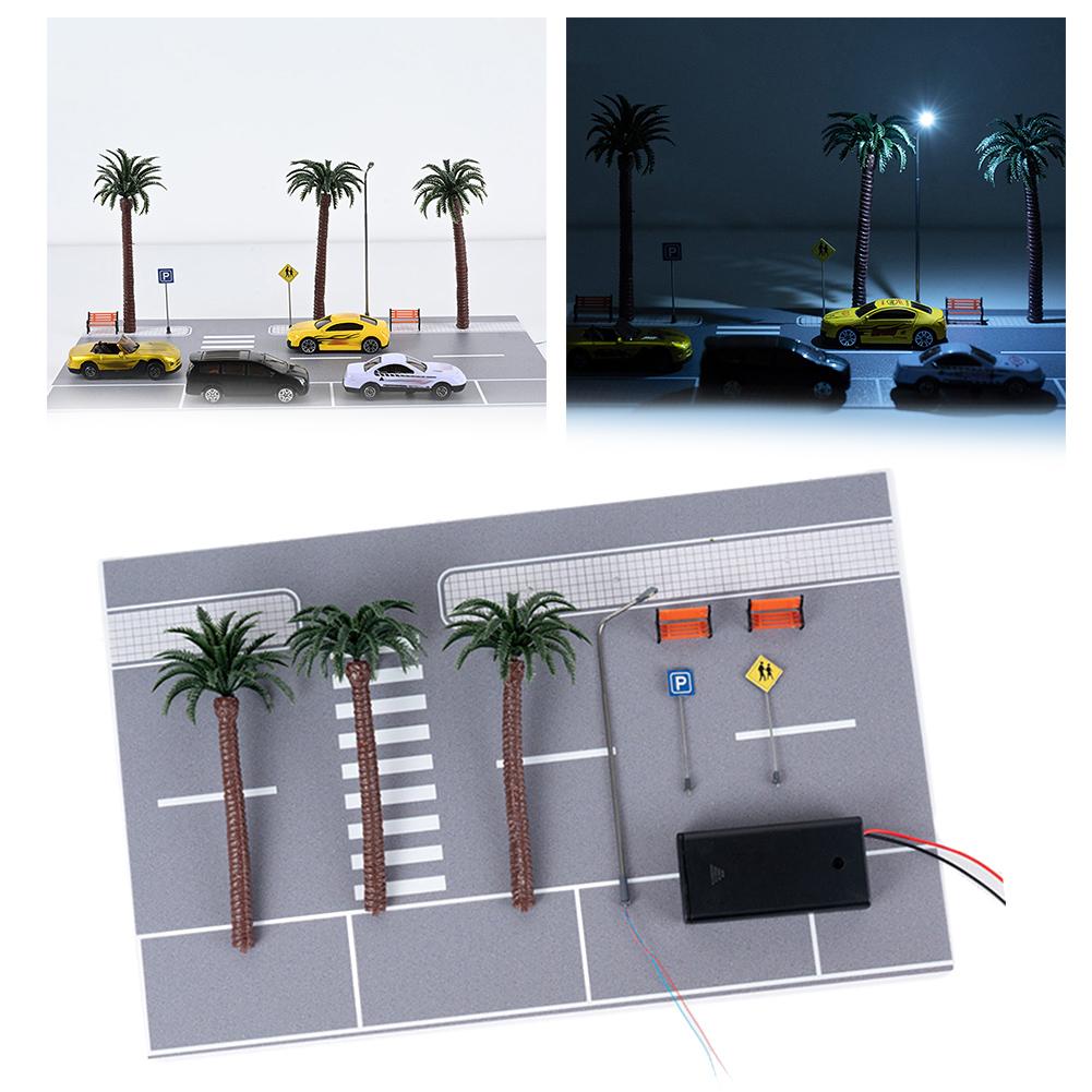 1/64 Diorama Car Parking Lot With Led Light Roadway Display Model Scenery Kit For DIY Landscapes For Create DIY Natural Look