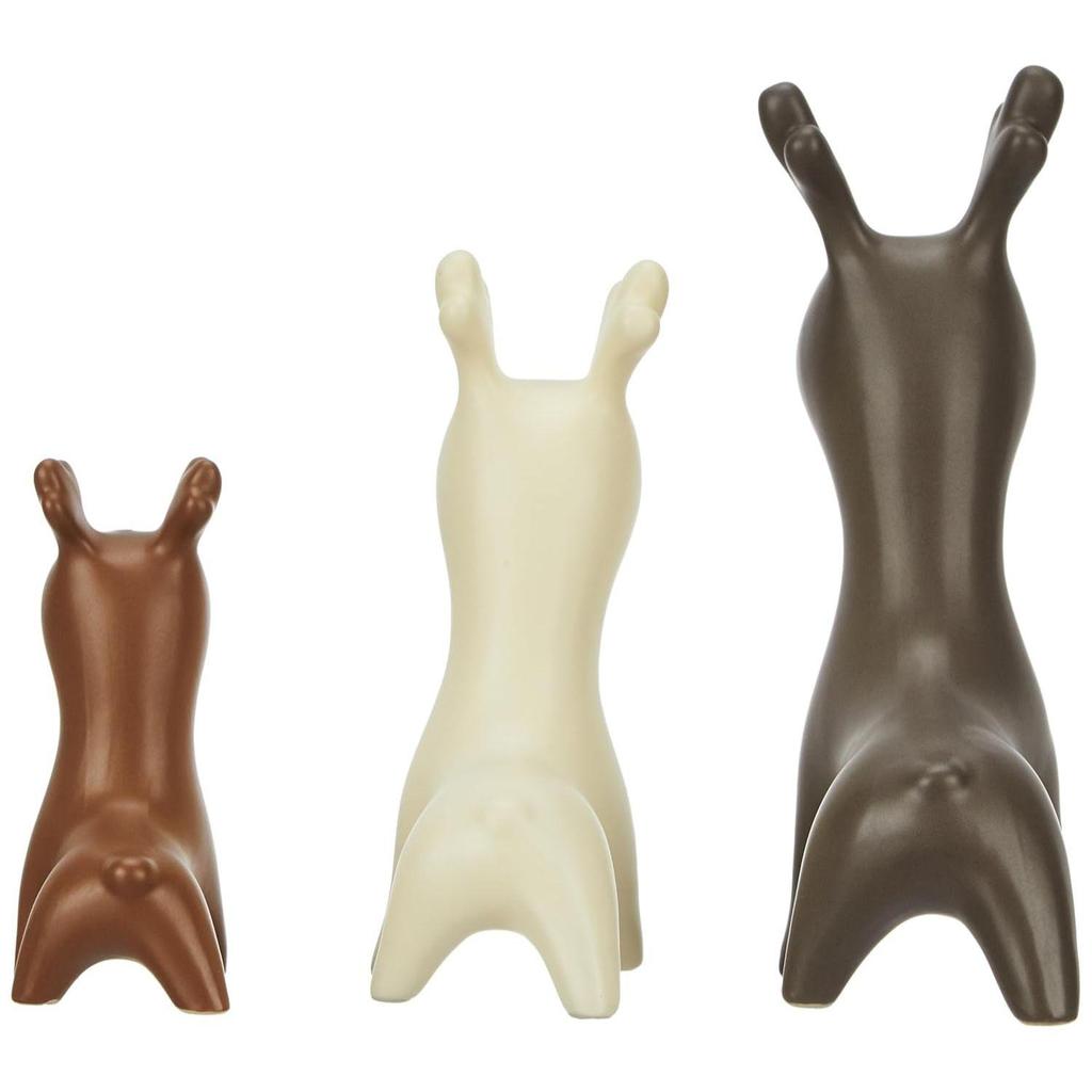 Hjemmedekor Elgfamilie Matt Finish Keramiske Figurer - (Sett med 3, Matt brun)