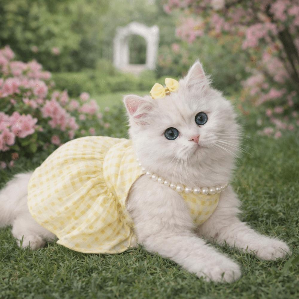 Sweet Cat Princess Skirt Soft Puppy Dresses Fashion Dog Plaid Dress  Spring Summer