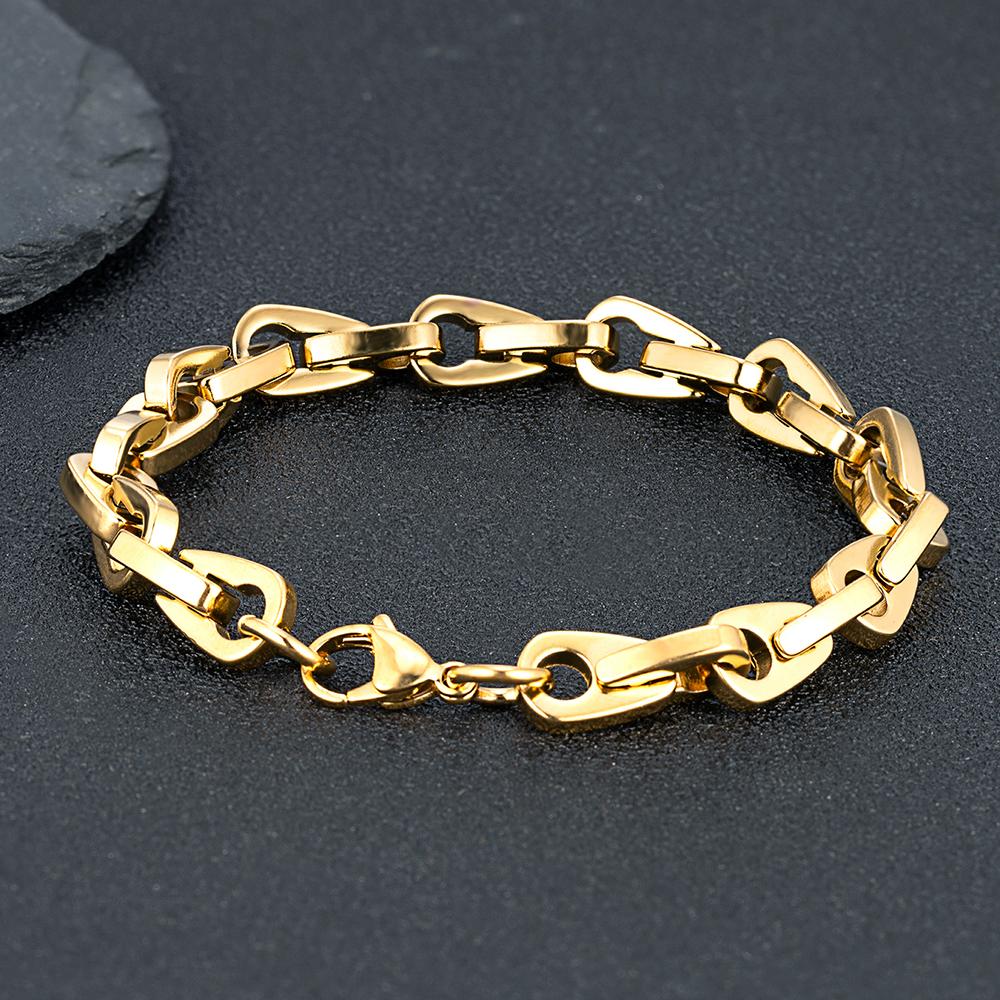 Punk Heavy Horseshoe Link Chain Bracelets for Men Vintage Oxidized Clip Chain Wristband Chunky Jewelry
