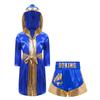 Boys Girls Halloween Carnival Theme Party Boxer Cosplay Costume Boxing Robe Long Sleeve Satin Hooded Cloak with Belt Shorts