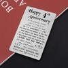 TANWIH 4th Anniversary Card for Wife - 4 Years Down Forever to Go - 4 Year Wedding Anniversary Card Gifts for Her Women, Engraved Metal Wallet Card