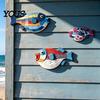 Indoor Balcony Wall Decorations 3Pcs Wooden Fish Art, Nautical Hanging Ornaments, Rustic Ocean Style Coastal Ornaments Sculpture, for Beach