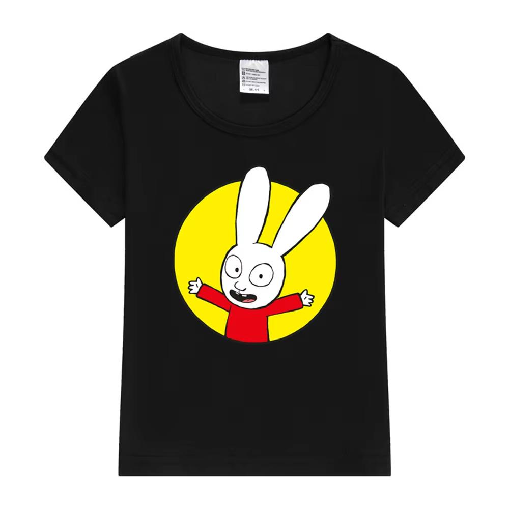 Simon Kids T-Shirt Kaninchen Aufdruck T-Shirt Sommer Jungen Mädchen Oberteil Niedlich Sommer Kinder Mode T-Shirt Eltern-Kind T-Shirt Oberteil