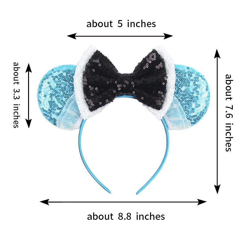 Trip Mickey Ears Headband For Girls Women Sequin Castle 5"Bow Hairband Festival Party Cosplay DIY Hair Accessories
