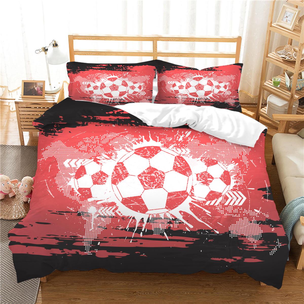 

3D футбольные комплекты постельного белья, пододеяльник, детский подарок, пододеяльник, наволочка, полиэстеровые покрывала, одноместное, двойное, King Size EU Single 135x200cm