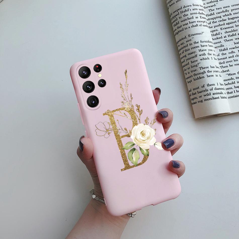 For Samsung S23 Ultra Case Stylish Letters Flower Soft Cover For Samsung Galaxy S23 Plus S23+ S23Ultra S 23 5G 2022 Fundas Case
