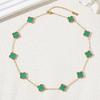 Four Leaf Clover Ten Flowers Necklace Light Luxury Sweater Chain Necklace Lucky Straw Collarbone Chain