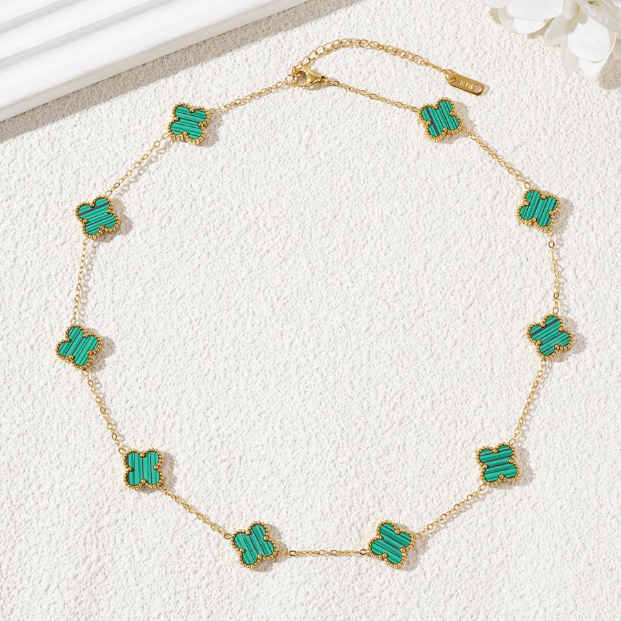 Four Leaf Clover Ten Flowers Necklace Light Luxury Sweater Chain Necklace Lucky Straw Collarbone Chain